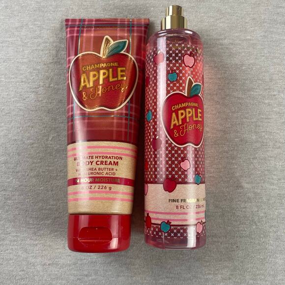 Bundle Champagne Apple & Honey Body Cream Fragrance Mist Bath and Body Works - Picture 1 of 5